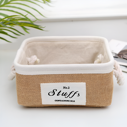 Jute Fabric Organizer Boxes with Rope Handles – For Home, Closet and Living Room