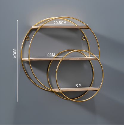 Nordic Round Wall Shelf – Metal & Wood Floating Shelves | Wall Mounted Storage for Living Room, Bedroom, Office, Restaurant, Cafe | Modern Home Decor