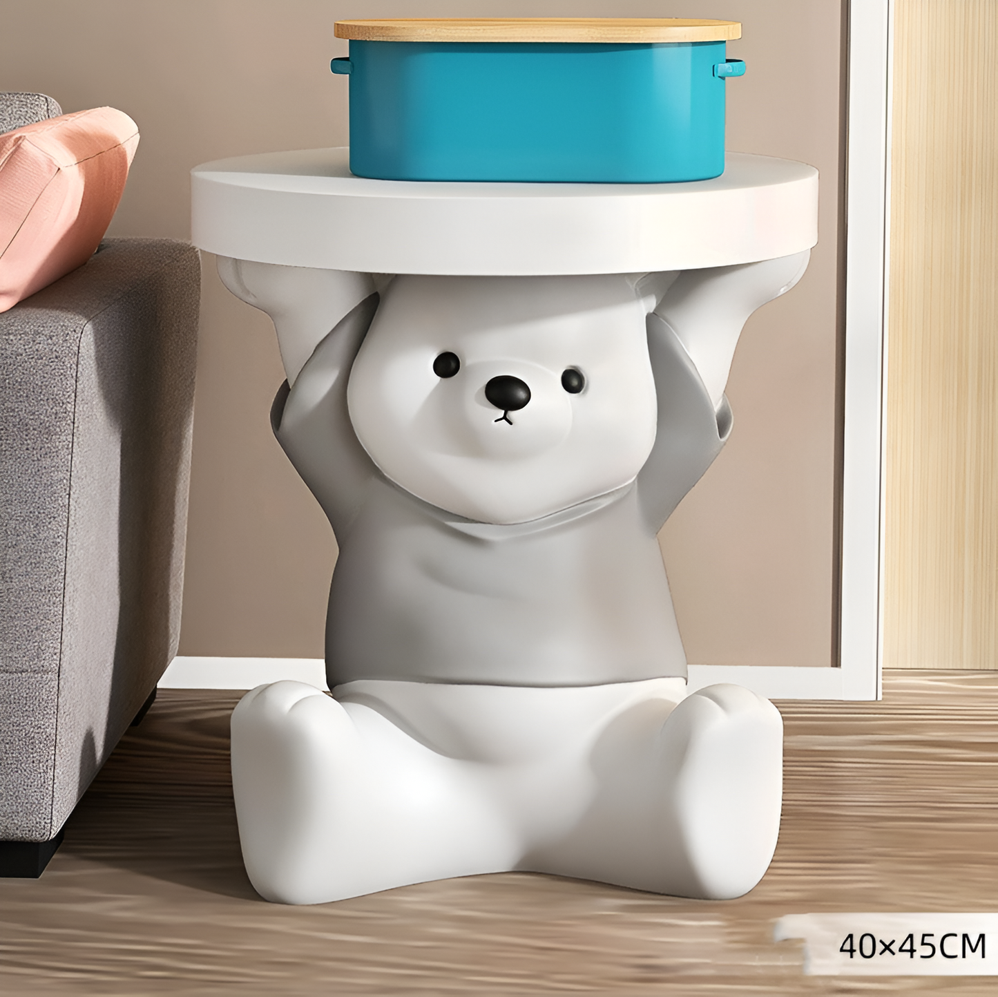 Cute Yuanqi Bear Side Table – Decorative Floor-Mounted Display Stand