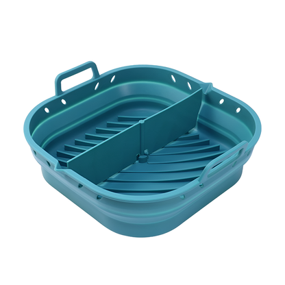 Silicon Air Fryer Baking Tray with Partition - Heat-Resistant, Foldable and Reusable Cooking Basket