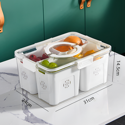 Multi-Compartment Food Storage Box – Airtight, Freezer-Safe Fruit & Vegetable Organizer (1 to 4 Compartments)