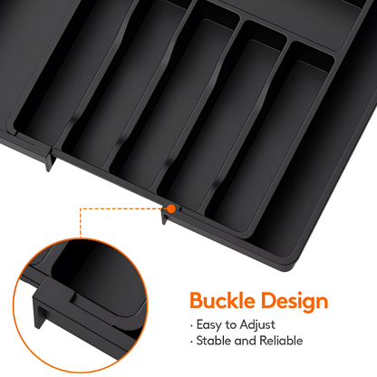 Adjustable Silverware Storage Box – Expandable 8-Compartment Drawer Organizer