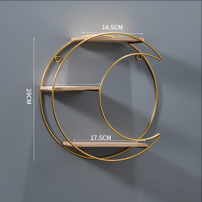 Nordic Round Wall Shelf – Metal & Wood Floating Shelves | Wall Mounted Storage for Living Room, Bedroom, Office, Restaurant, Cafe | Modern Home Decor