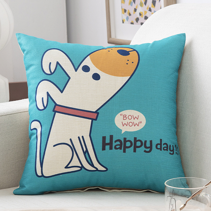 Kids Cartoon Linen Pillow Cover 45x45cm – Soft & Durable