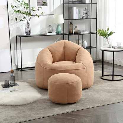 Modern Bean Bag Chair with Footrest – Comfy High-Density Foam Lounge Chair for Bedroom and Living Room