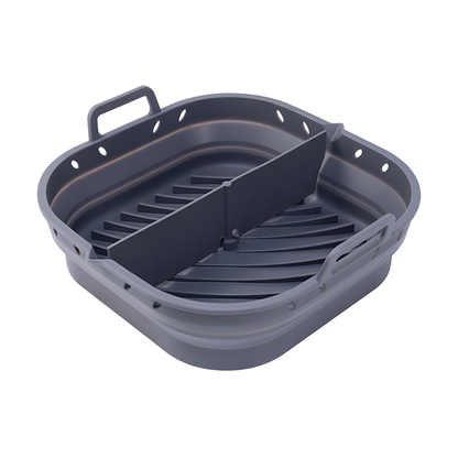 Silicon Air Fryer Baking Tray with Partition - Heat-Resistant, Foldable and Reusable Cooking Basket