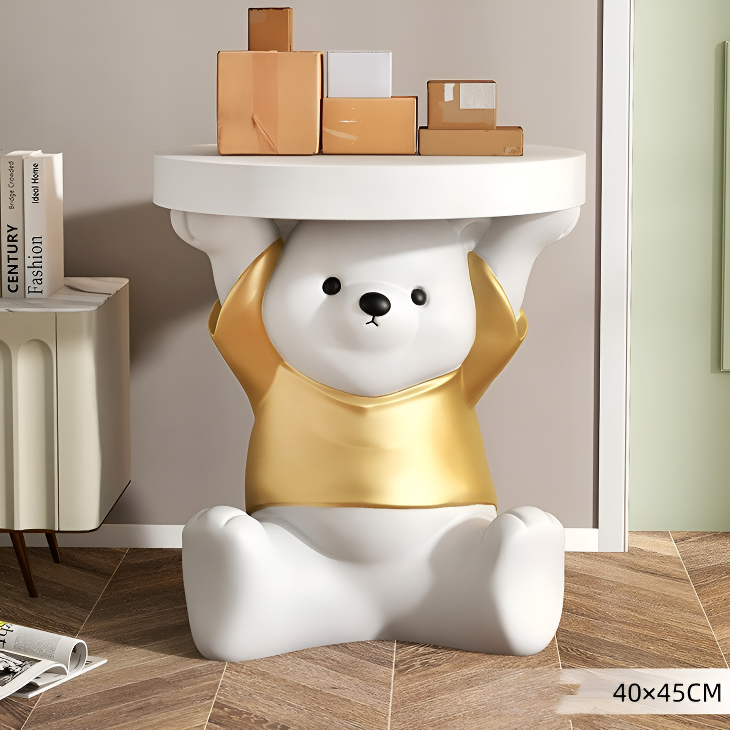 Cute Yuanqi Bear Side Table – Decorative Floor-Mounted Display Stand