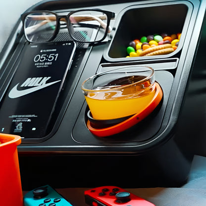 Multifunctional Snack Box with Wireless Charging Power Bank & Anti-Flip Gyroscope – Indoor & Outdoor Storage & Cup Holder