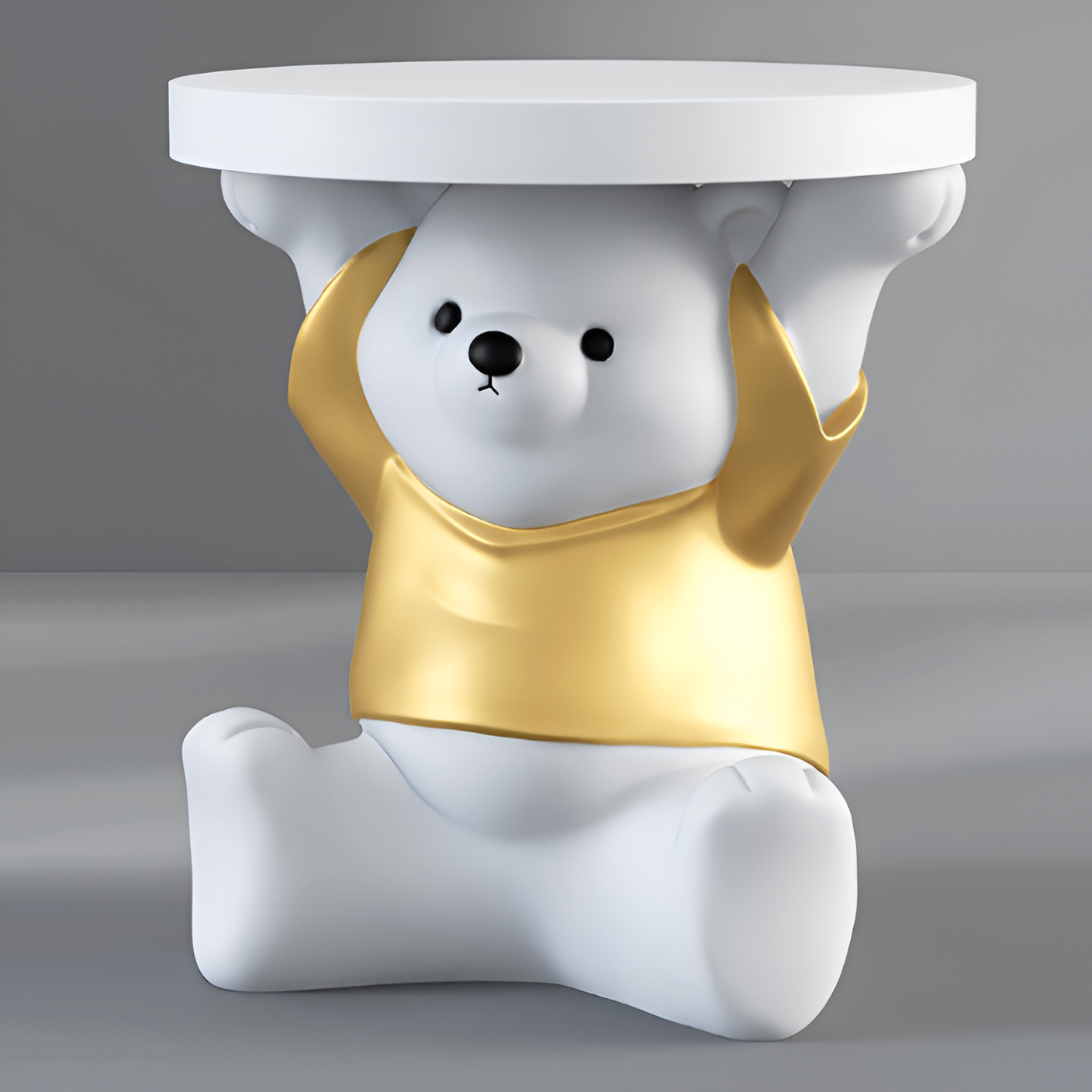 Cute Yuanqi Bear Side Table – Decorative Floor-Mounted Display Stand