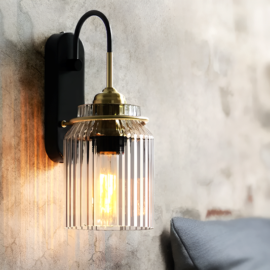 Modern Gold Crystal Wall Lamp – Funnel Glass Sconce for Bedroom, Living Room, Corridor and Bedside Lighting (with 5W Warm LED Bulb)