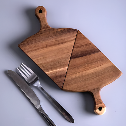 Premium Wood Puzzle Pizza Platter – 6-Slice Detachable Serving Board with Handles