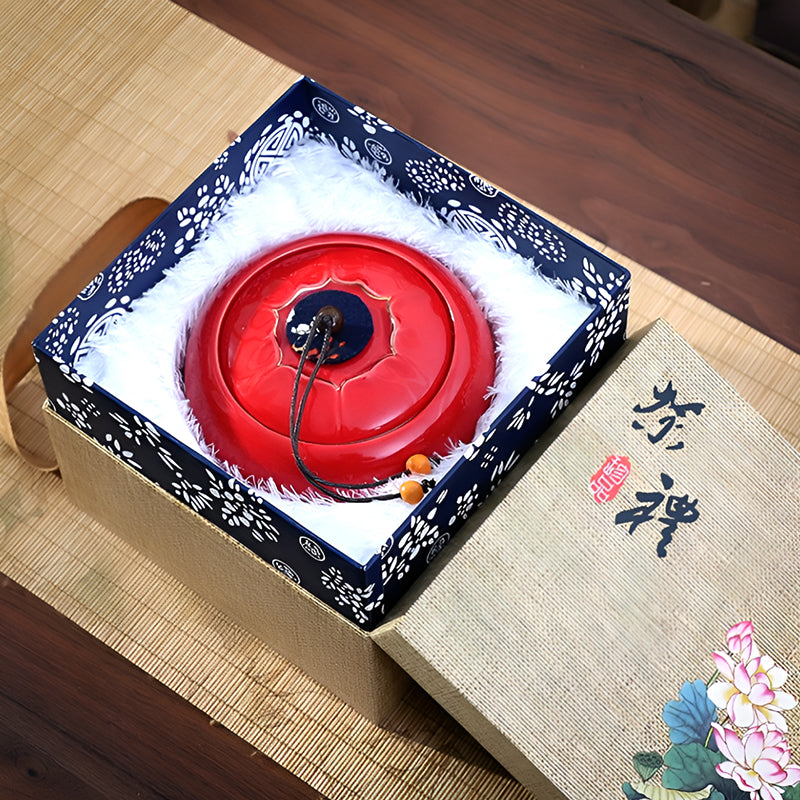 Premium Lotus Tea Canister – Ceramic Airtight Jar with Gift Box