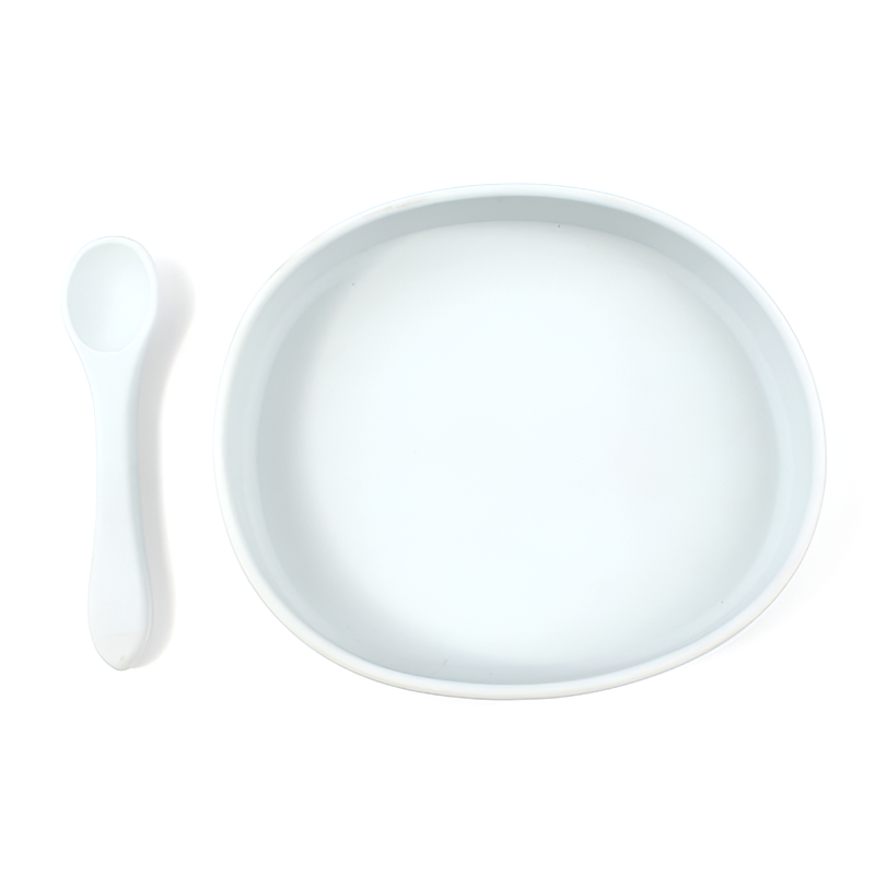 Silicone Baby Feeding Plate and Spoon Set – Oval Non-Slip Dish for Toddlers - Available in 9 Colors
