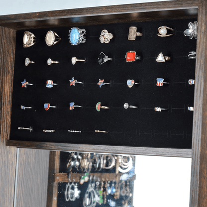 Full Length Mirror Jewelry Cabinet – 360° Swivel Standing Armoire with Storage, Shelves and Lock
