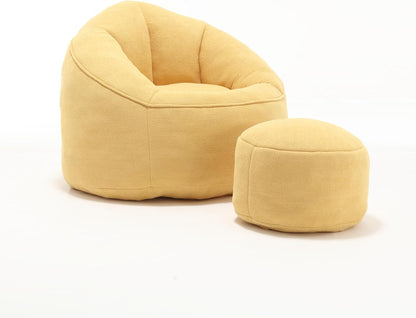 Modern Bean Bag Chair with Footrest – Comfy High-Density Foam Lounge Chair for Bedroom & Living Room