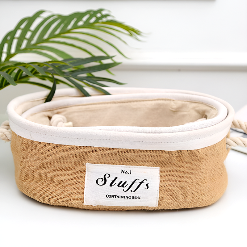 Jute Fabric Organizer Boxes with Rope Handles – For Home, Closet and Living Room