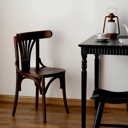 Vintage American Country Solid Wood Dining Chair - Retro Café & Home Accent Chair with Upholstered or Wooden Seat