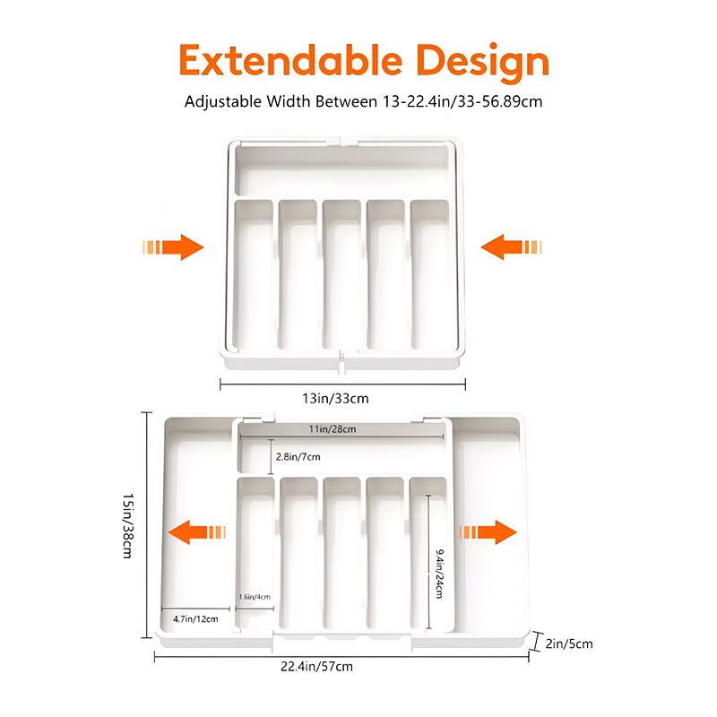 Adjustable Silverware Storage Box – Expandable 8-Compartment Drawer Organizer
