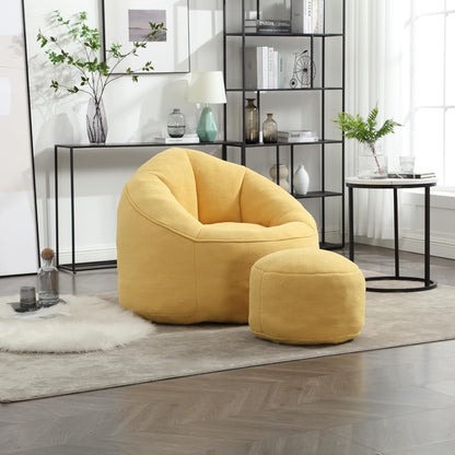 Modern Bean Bag Chair with Footrest – Comfy High-Density Foam Lounge Chair for Bedroom & Living Room