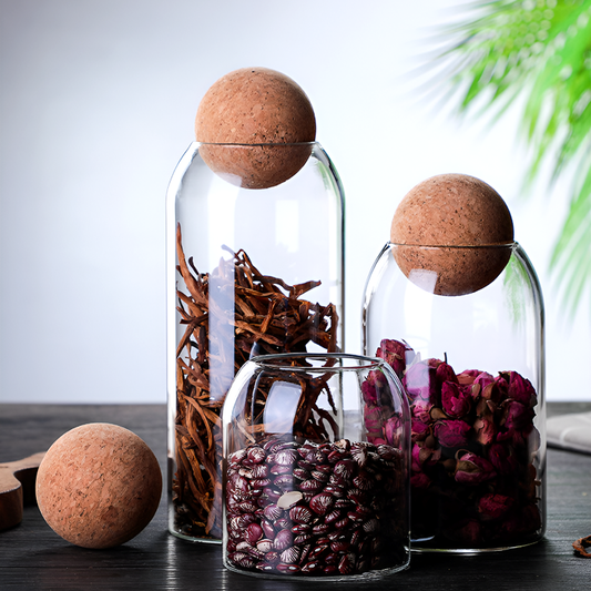 Minimalist Glass Storage Jar Set with Cork Lid (3-Piece Set)