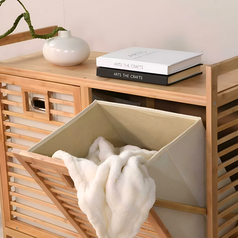 Laundry Storage Cabinet – Multi-Layer Bamboo Basket Organizer