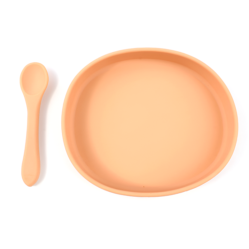 Silicone Baby Feeding Plate and Spoon Set – Oval Non-Slip Dish for Toddlers - Available in 9 Colors