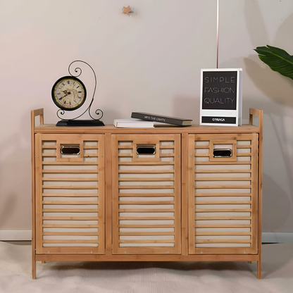 Laundry Storage Cabinet – Multi-Layer Bamboo Basket Organizer