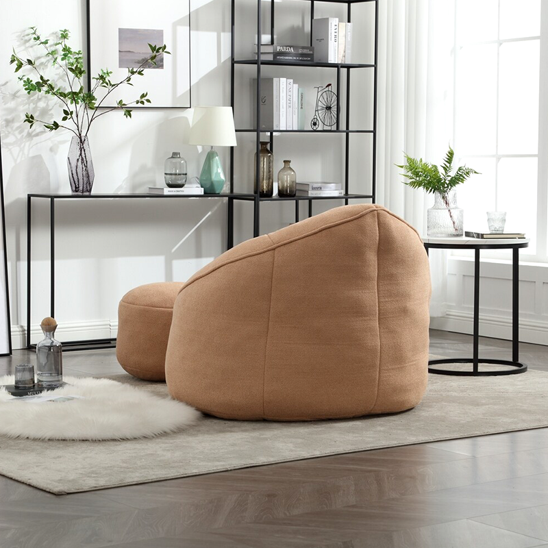 Modern Bean Bag Chair with Footrest – Comfy High-Density Foam Lounge Chair for Bedroom and Living Room