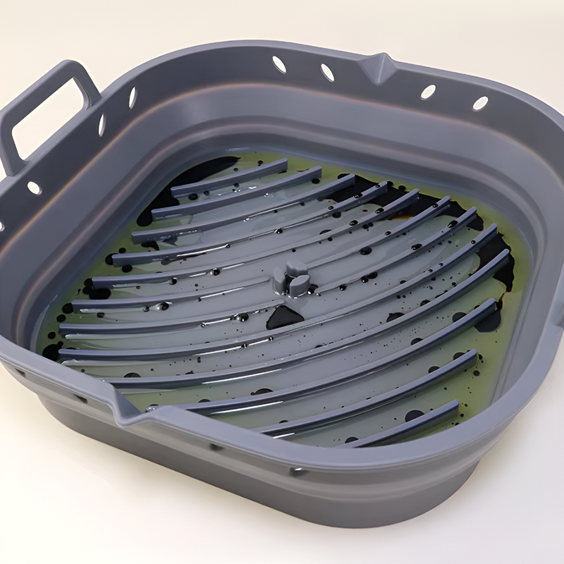 Silicon Air Fryer Baking Tray with Partition - Heat-Resistant, Foldable and Reusable Cooking Basket