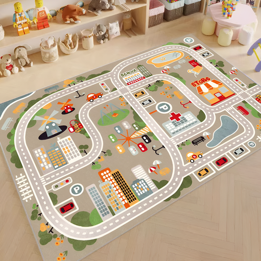 Kids Car Play Mat – Road Track Traffic Rug for Toy Vehicles | Soft, Non-Slip Floor Mat for Indoor Play & Learning
