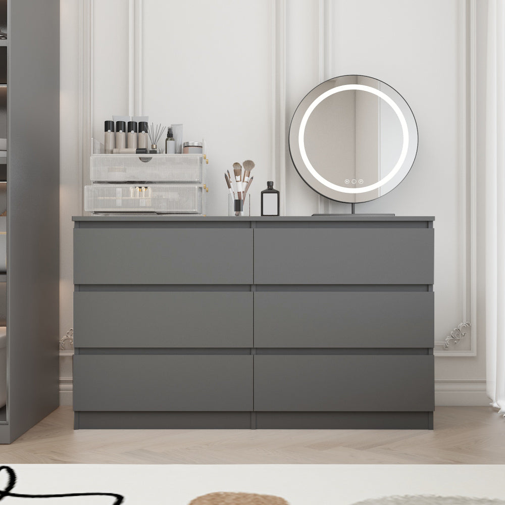 Modern 6-Drawer Dresser Cabinet – Minimalist Storage Solution in Olive Green or Grey