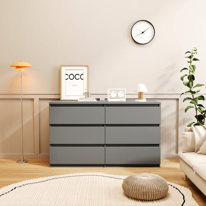 Modern 6-Drawer Dresser Cabinet – Minimalist Storage Solution in Olive Green or Grey