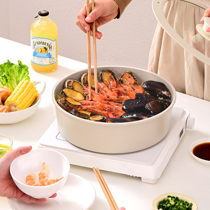 Maifan Stone Non-Stick Cookware Set with Detachable Handle - Stackable Pots & Frying Pans