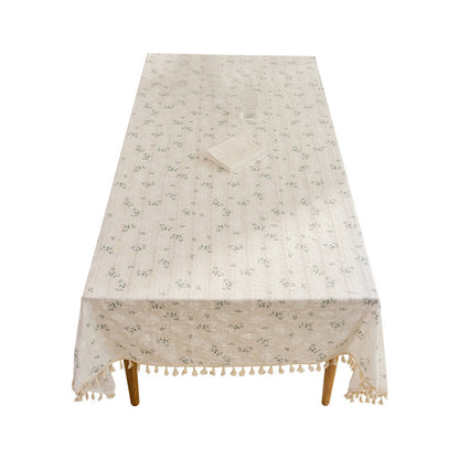 Ins Style Lilac Flower Floral Tablecloth Photograph Pastoral Cotton Leprosy Fabric Desk Decoration Dormitory Small Fresh Tablecloth