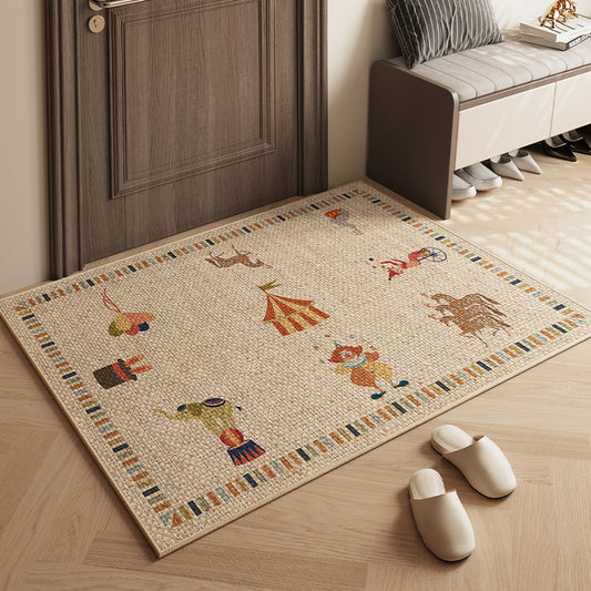 Japanese-style Entrance Door Mat Linen Entrance Mat Can Be Cut Cartoon Entrance Door Mat Log Wind Non-slip Carpet
