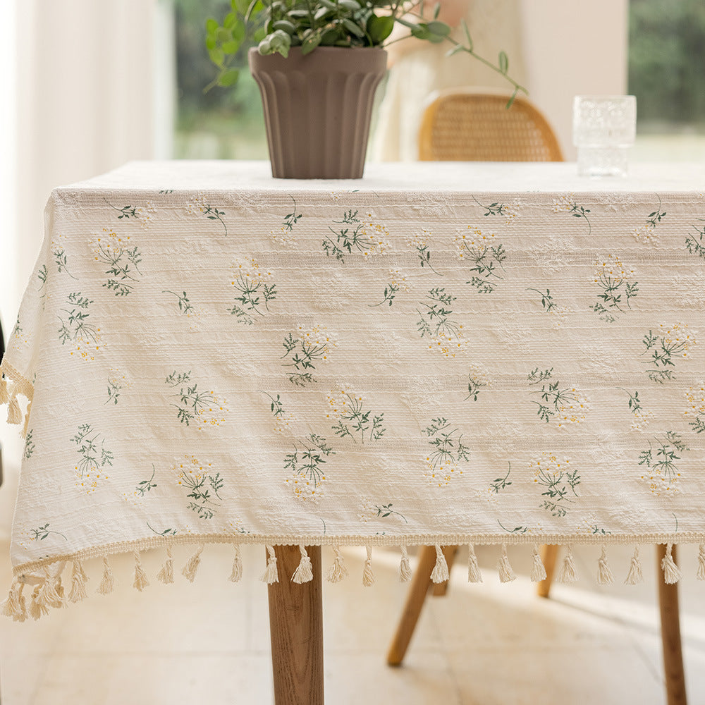 Ins Style Lilac Flower Floral Tablecloth Photograph Pastoral Cotton Leprosy Fabric Desk Decoration Dormitory Small Fresh Tablecloth