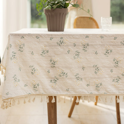 Ins Style Lilac Flower Floral Tablecloth Photograph Pastoral Cotton Leprosy Fabric Desk Decoration Dormitory Small Fresh Tablecloth