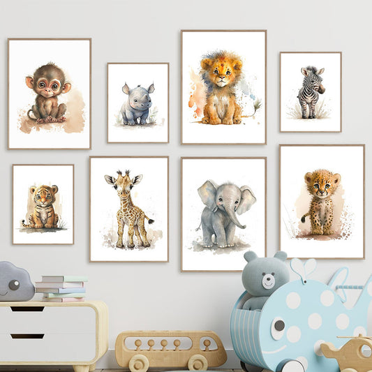 Baby Room Animal Wall Canvas Painting Art Print Picture Poster Suitable For Children's Room Nursery Decoration Painting