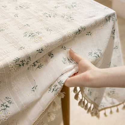 Ins Style Lilac Flower Floral Tablecloth Photograph Pastoral Cotton Leprosy Fabric Desk Decoration Dormitory Small Fresh Tablecloth