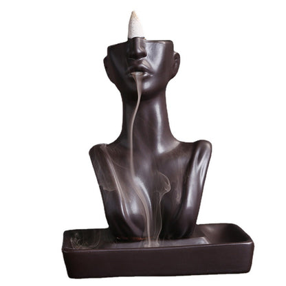 Cross-border Ceramic European And American Beauty Statue Backflow Incense Burner Creative Beauty Sandalwood Smoke Backflow Incense Burner Home Decoration