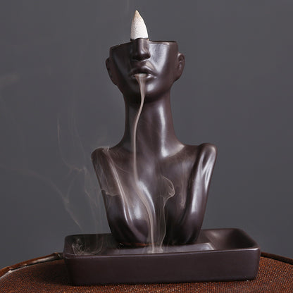 Cross-border Ceramic European And American Beauty Statue Backflow Incense Burner Creative Beauty Sandalwood Smoke Backflow Incense Burner Home Decoration