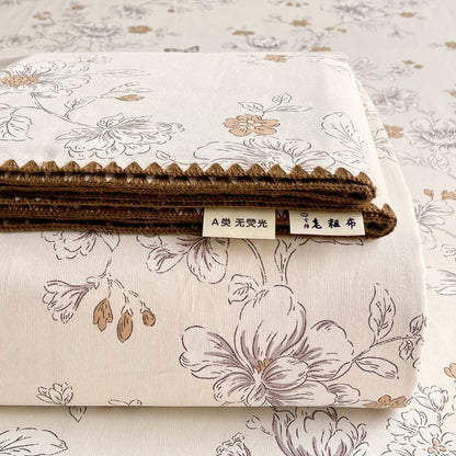 Cotton Old Coarse Cloth Bed Sheet Single Shell Side Bedspread Summer Season 100 Cotton Linen Cotton Linen Mat Three-piece Set 3