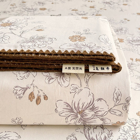 Cotton Old Coarse Cloth Bed Sheet Single Shell Side Bedspread Summer Season 100 Cotton Linen Cotton Linen Mat Three-piece Set 3