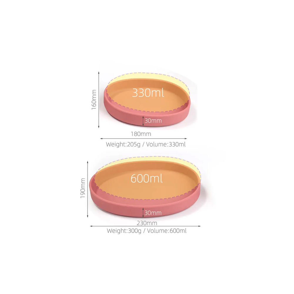 Silicone Baby Feeding Plate – Oval Non-Slip Dish for Toddlers - Available in 9 Colors