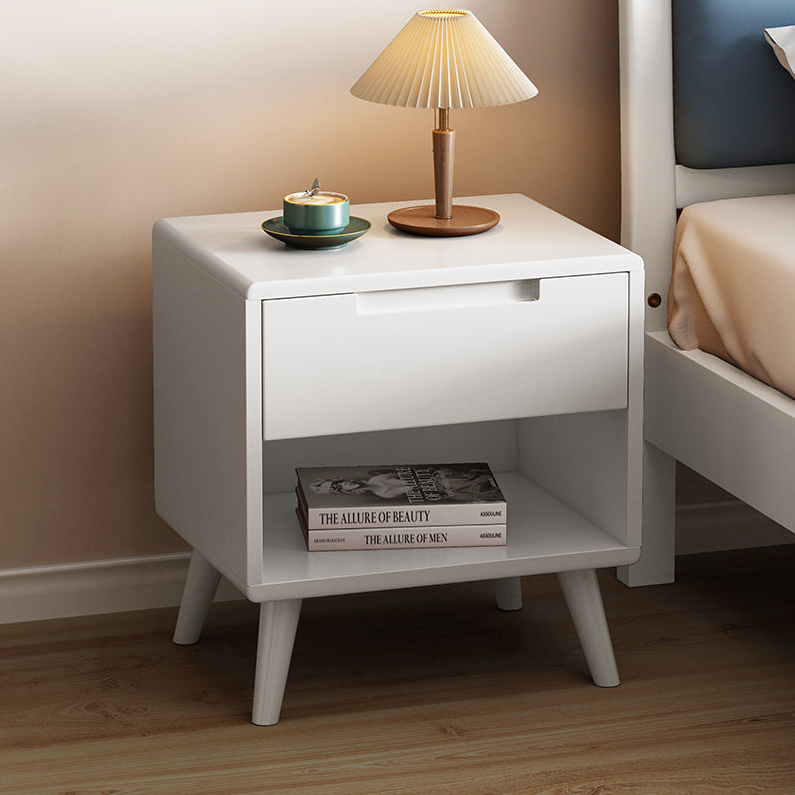 Solid Wood Bedside Table – 1/2/3 Drawer Nightstand in Walnut, Log Wood, or White | Modern Nordic Bedroom Storage Cabinet