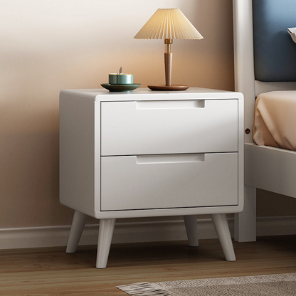 Solid Wood Bedside Table – 1/2/3 Drawer Nightstand in Walnut, Log Wood, or White | Modern Nordic Bedroom Storage Cabinet