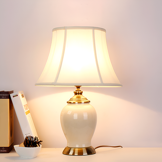 Elegant Handcrafted Ceramic Table Lamp – Bell & Drum Shade Options – Vintage & Modern Fusion
