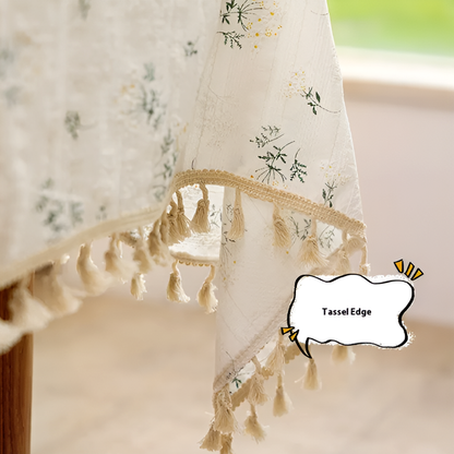 Lilac Floral Cotton Linen Table cloth – Pastoral Style Decorative Cloth for Table