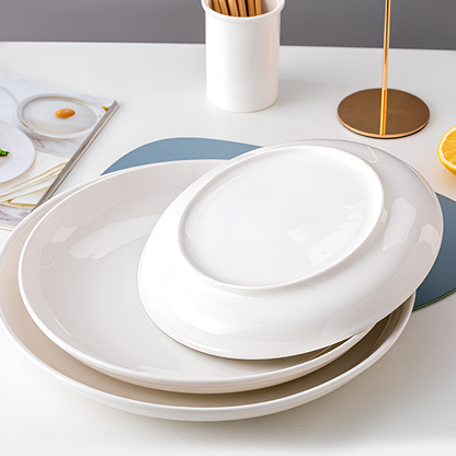 Set of 2 – Large Ceramic Serving Plate – Deep Round Dish