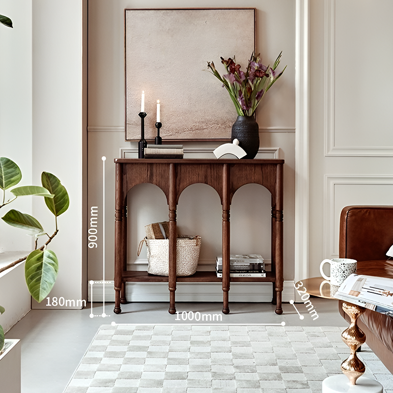 Solid Wood Retro Console Table – Entryway & Living Room Side Table